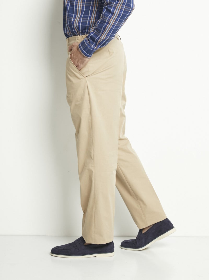 Pantalón recto con cinturón elástico cómodo. - Afibel Beige - Kiabi