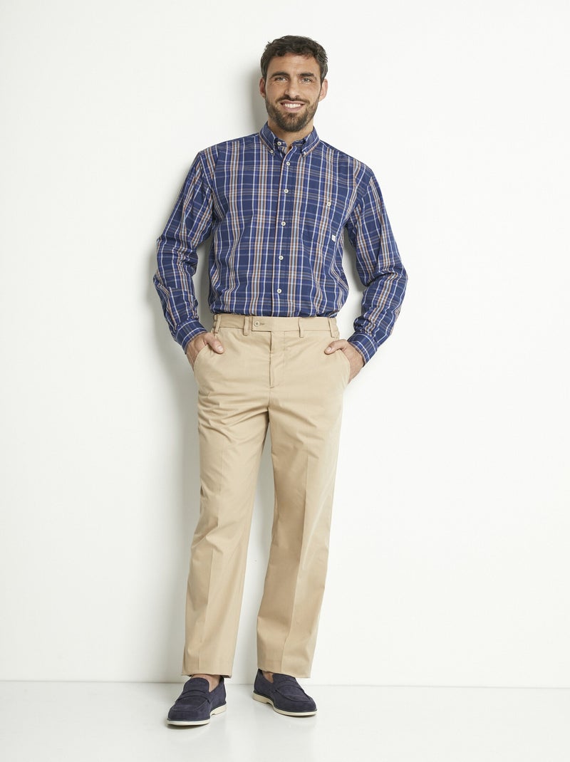 Pantalón recto con cinturón elástico cómodo. - Afibel Beige - Kiabi