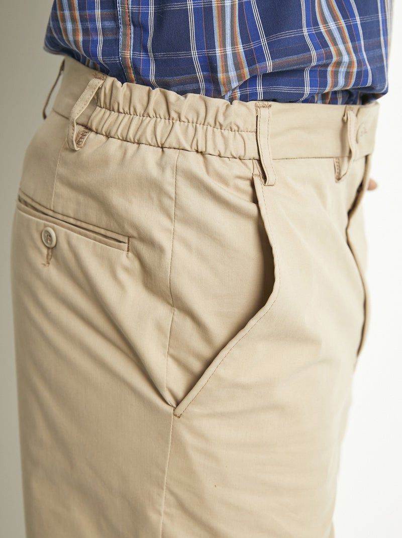 Pantalón recto con cinturón elástico cómodo. - Afibel Beige - Kiabi