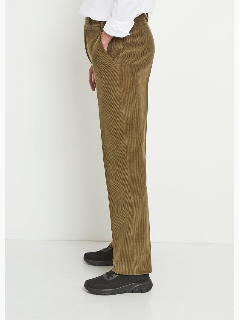 Pantalón recto con cinturón elástico cómodo. - Afibel Bronce - Kiabi