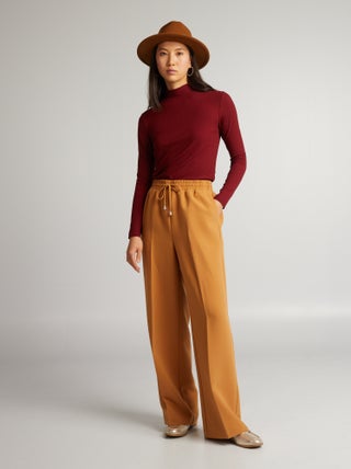 Pantalón recto con cordones para anudar