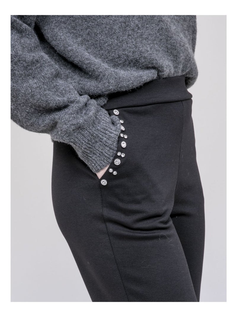 Pantalón recto con detalles strass ESMENA Negro - Kiabi