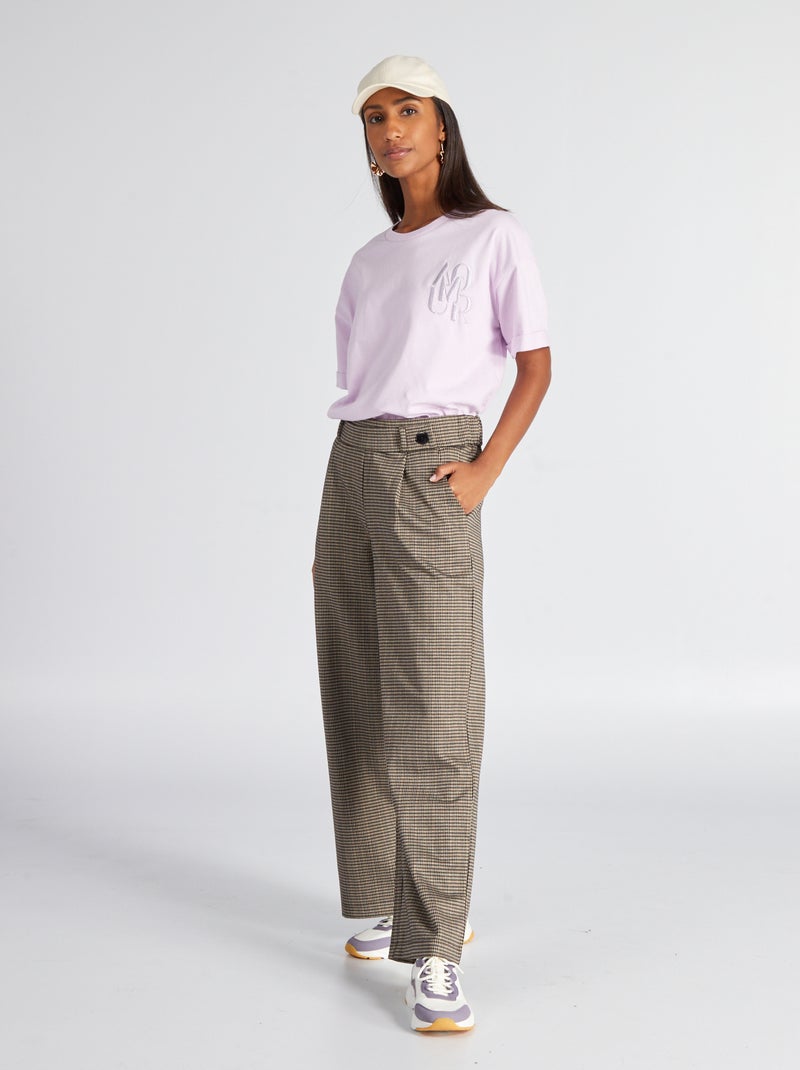 Pantalón recto con estampado de 'pata de gallo' 'JDY' KAKI - Kiabi