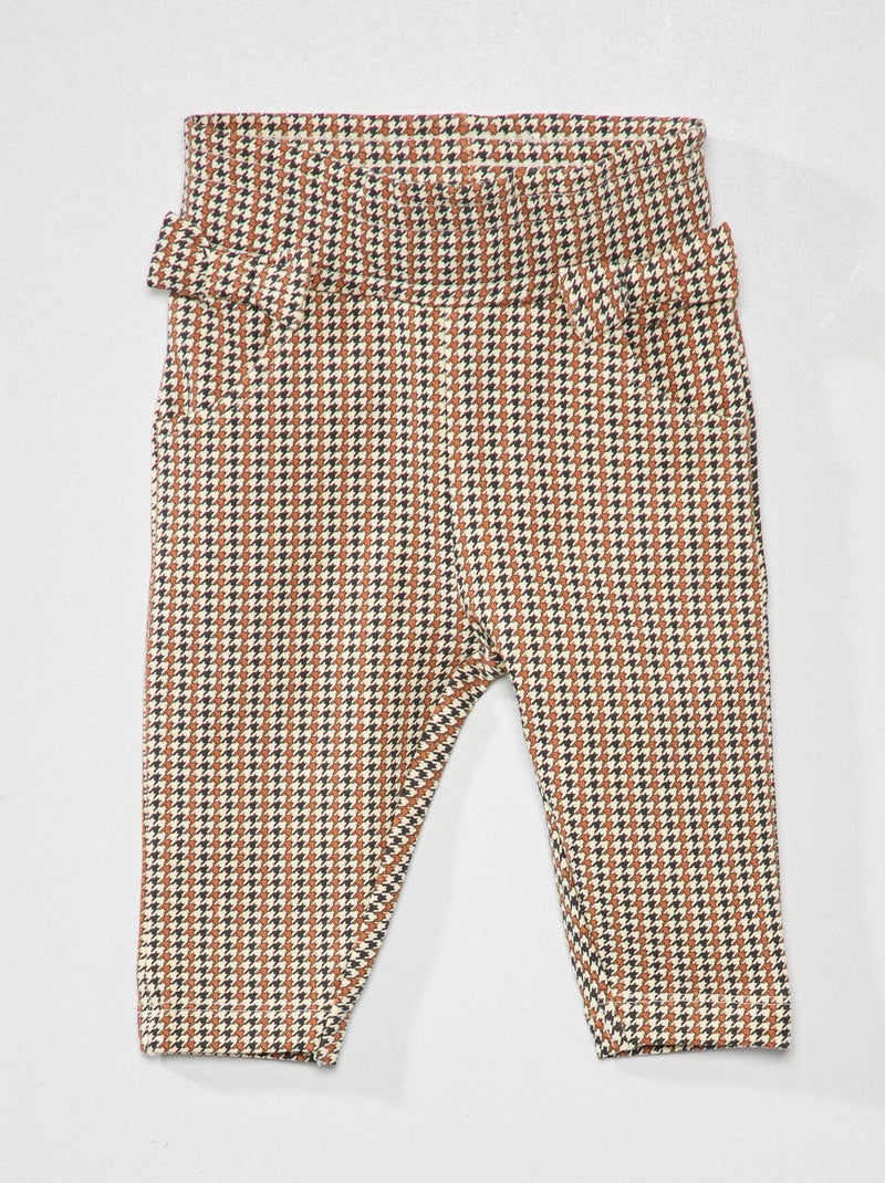 Pantalón recto con estampado 'pata de gallo' MARRON - Kiabi