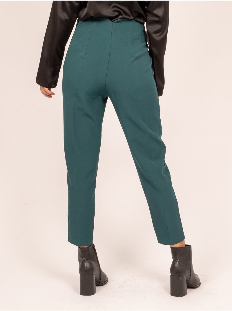 Pantalón recto con pinzas EZARA Verde - Kiabi