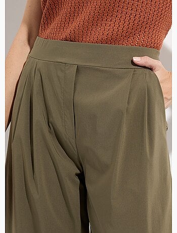 Pantalón recto con pinzas y cinturilla elástica. - Afibel