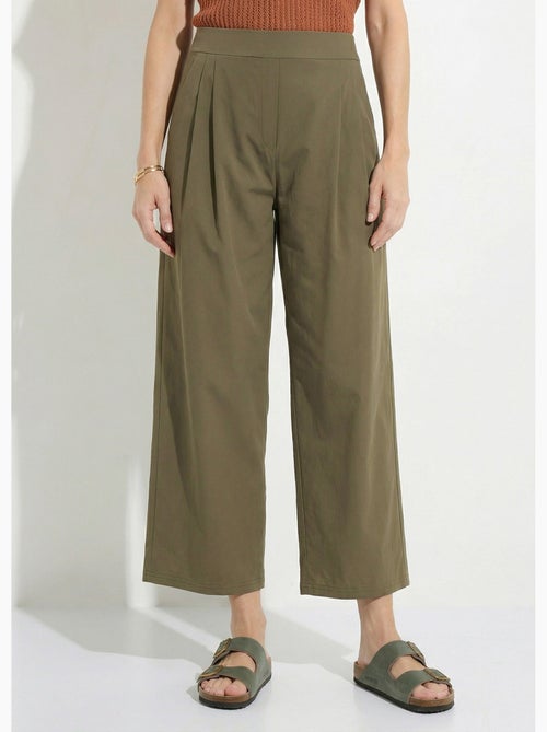 Pantalón recto con pinzas y cinturilla elástica. - Afibel - Kiabi