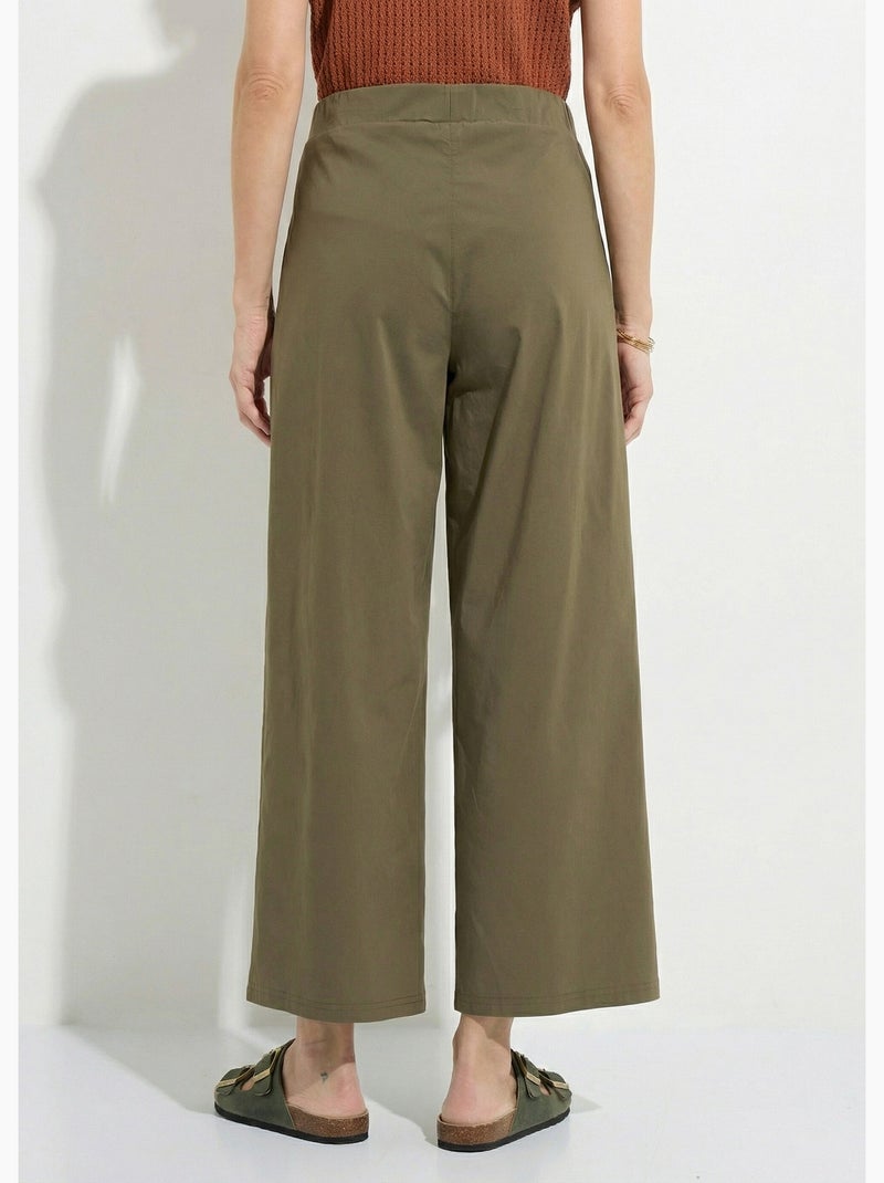 Pantalón recto con pinzas y cinturilla elástica. - Afibel Caqui - Kiabi
