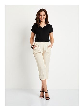 Pantalón recto cropped con cintura semielástica - Afibel