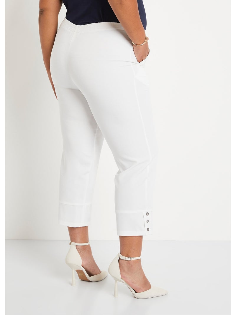 Pantalón recto cropped con cintura semielástica - Afibel Blanco - Kiabi