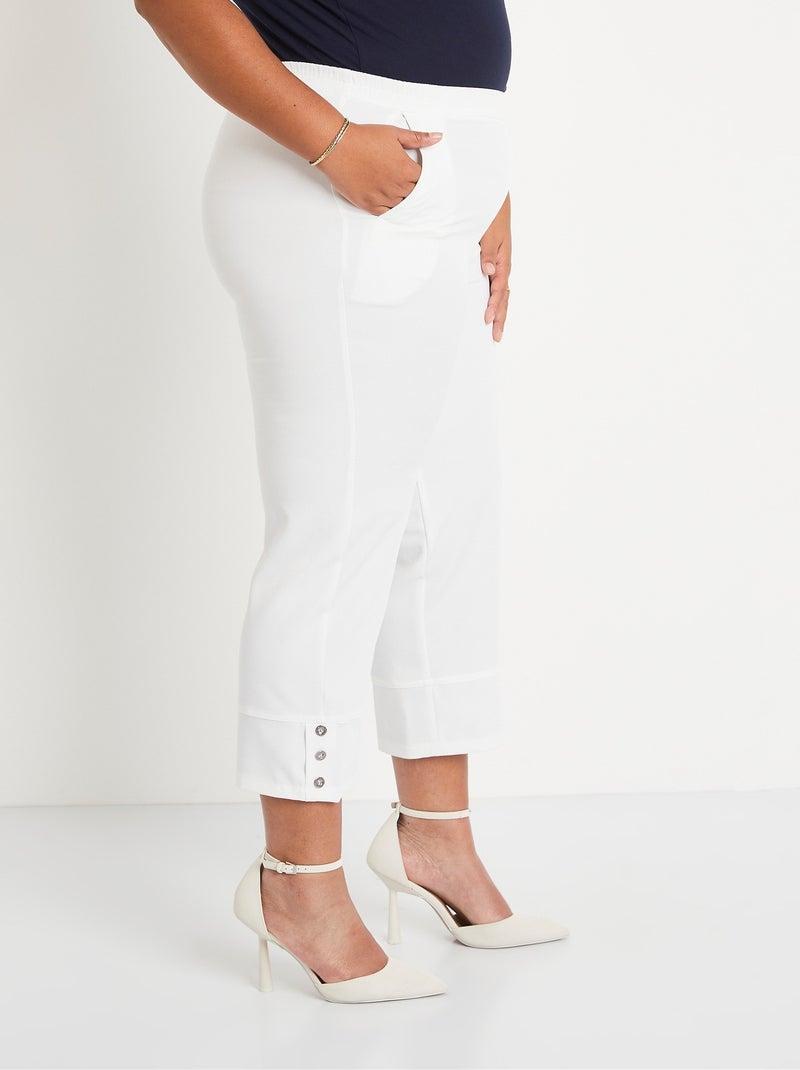 Pantalón recto cropped con cintura semielástica - Afibel Blanco - Kiabi