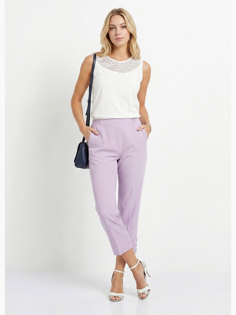 Pantalón recto cropped con cintura semielástica - Afibel Malva chiaro - Kiabi