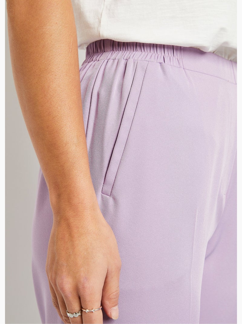 Pantalón recto cropped con cintura semielástica - Afibel Malva chiaro - Kiabi