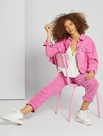 Pantalón recto cropped - violeta rosa - Kiabi - 20.00€