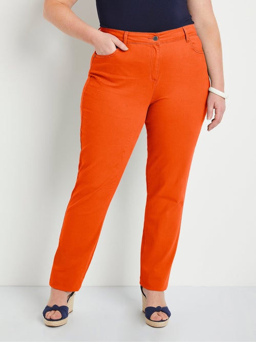 Pantalón recto de algodón elástico de 5 bolsillos - Afibel - Kiabi