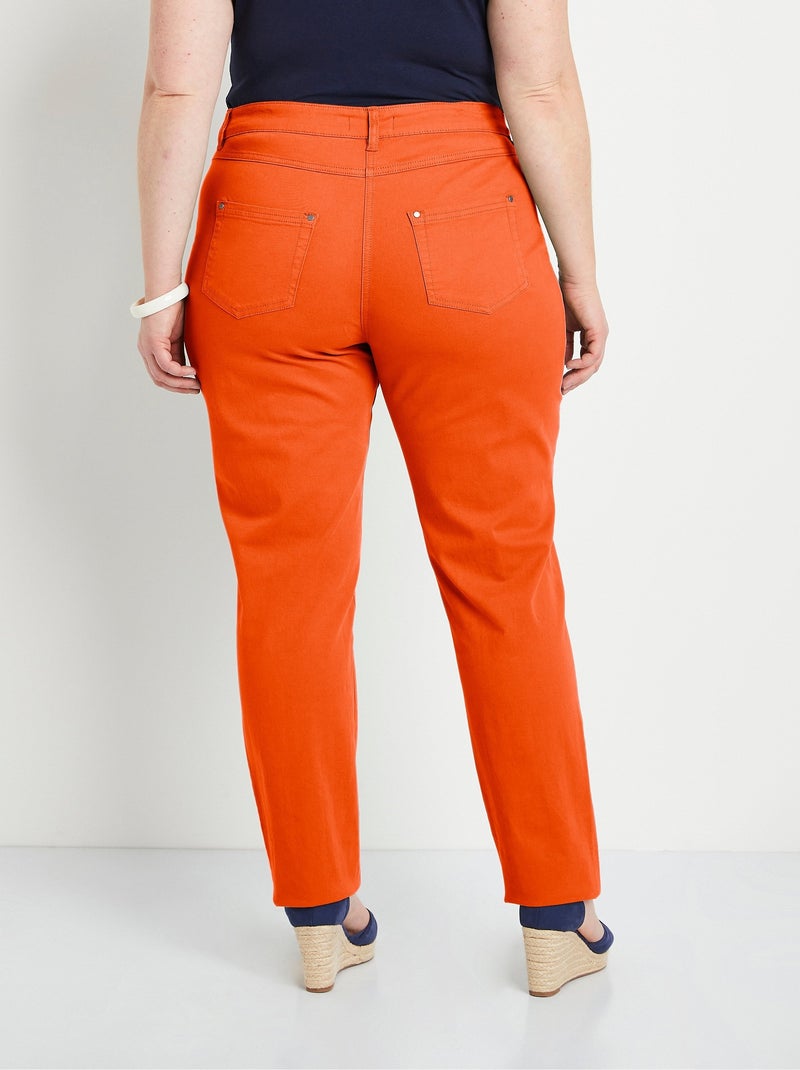 Pantalón recto de algodón elástico de 5 bolsillos - Afibel Naranja - Kiabi