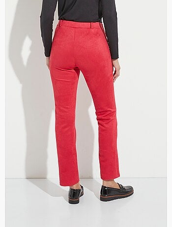 Pantalón recto de ante con cinturilla elástica y vientre plano - Afibel