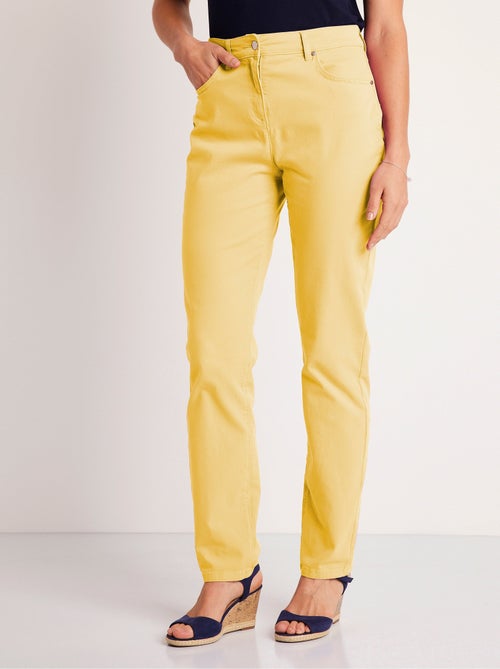 Pantalón recto de cinco bolsillos de algodón elástico - Afibel - Kiabi