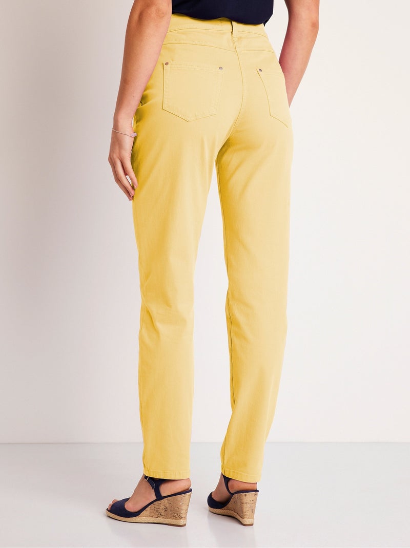 Pantalón recto de cinco bolsillos de algodón elástico - Afibel Amarillo - Kiabi