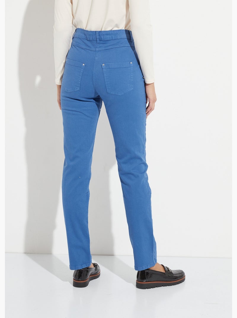 Pantalón recto de cinco bolsillos de algodón elástico - Afibel Azul - Kiabi