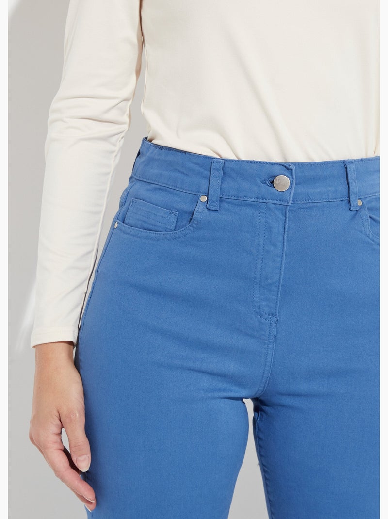 Pantalón recto de cinco bolsillos de algodón elástico - Afibel Azul - Kiabi