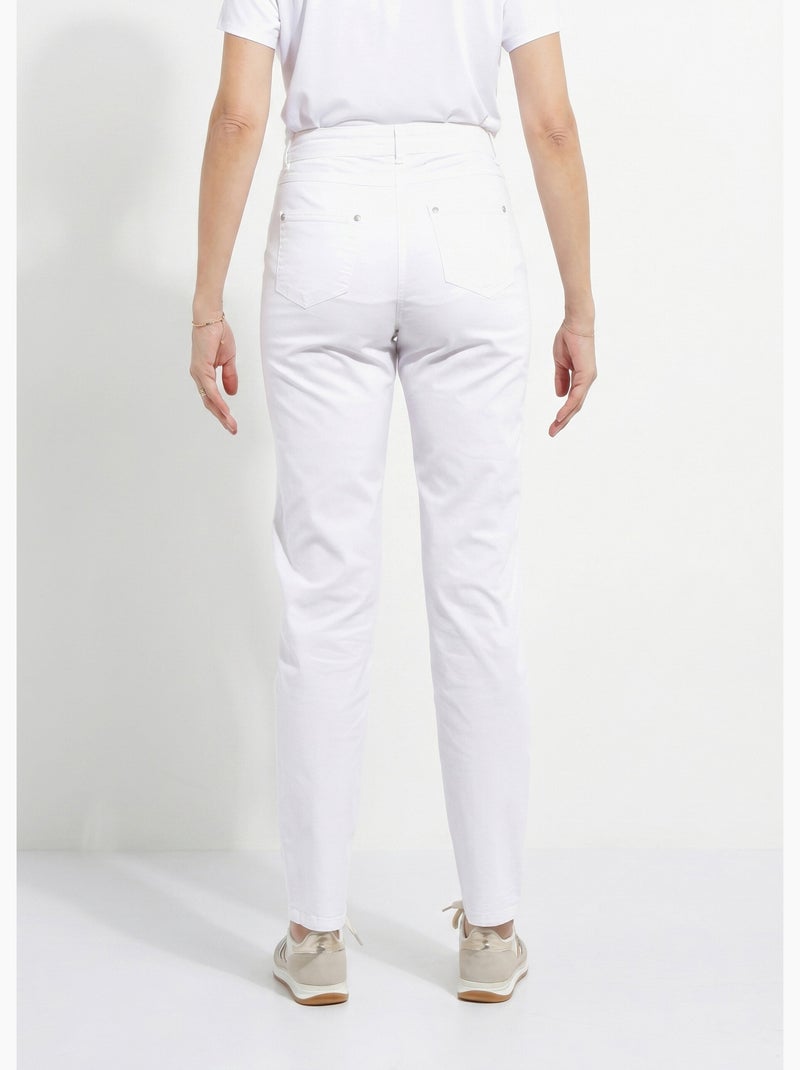 Pantalón recto de cinco bolsillos de algodón elástico - Afibel Blanco - Kiabi