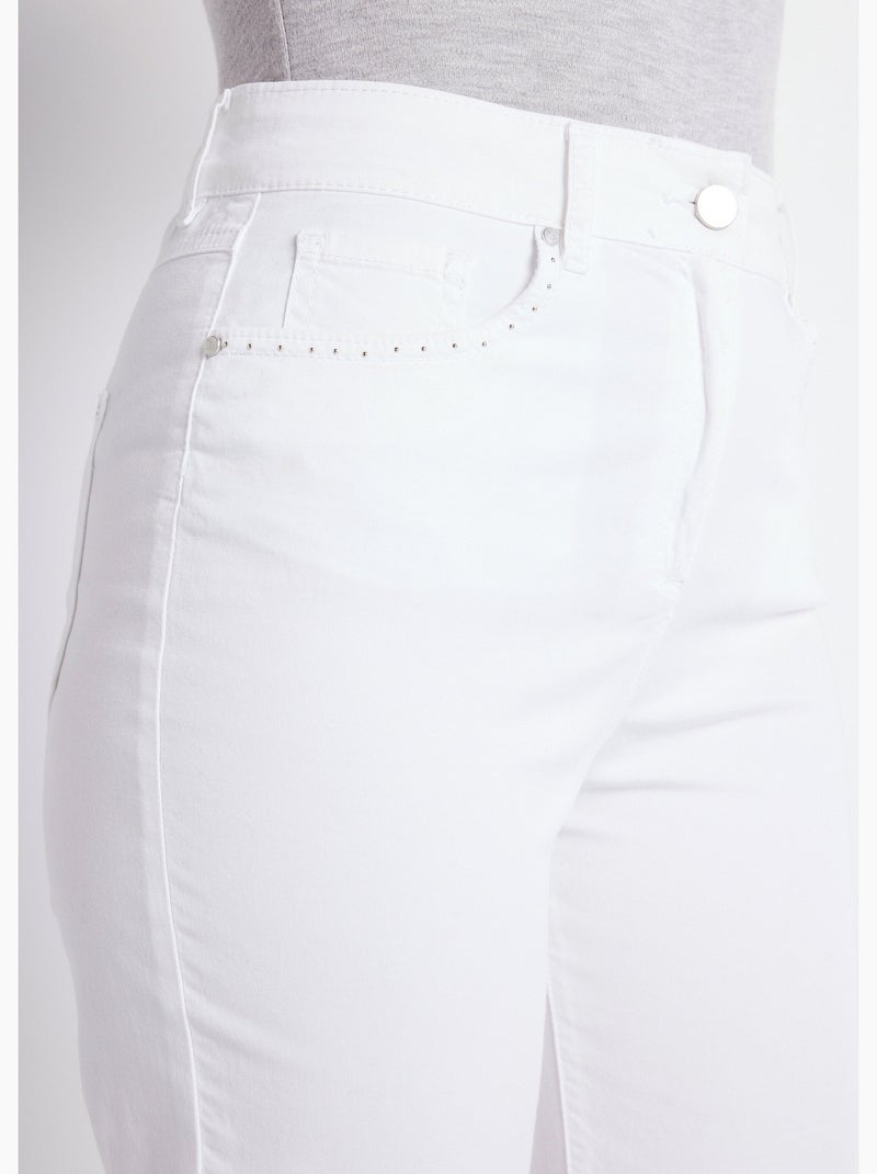 Pantalón recto de cinco bolsillos de algodón elástico - Afibel Blanco - Kiabi