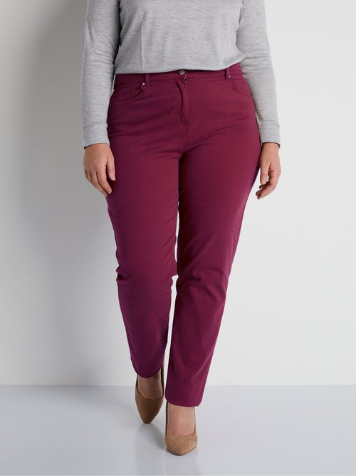 Pantalón recto de cinco bolsillos de algodón elástico - Afibel - Kiabi