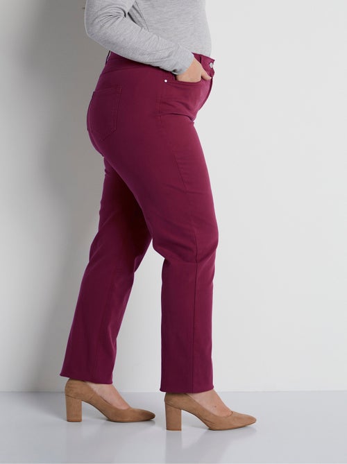 Pantalón recto de cinco bolsillos de algodón elástico - Afibel - Kiabi