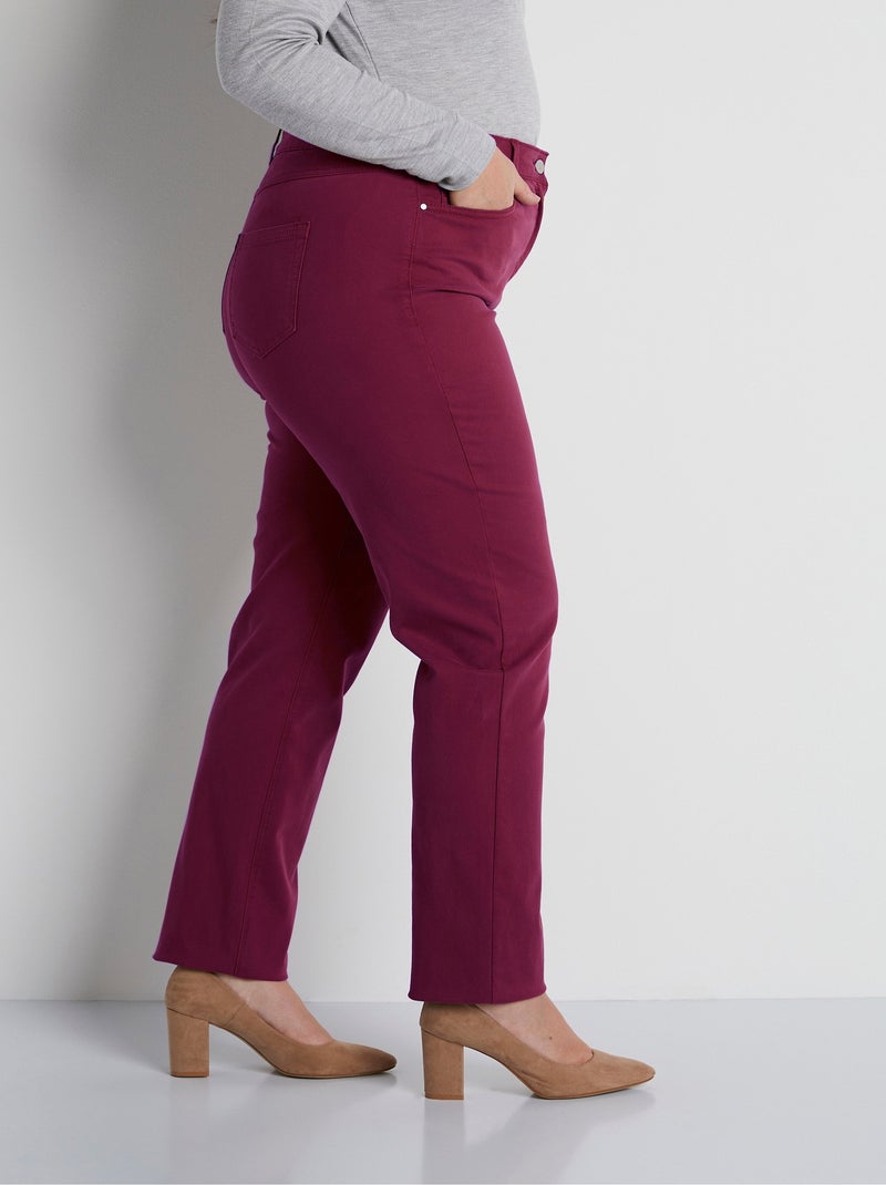 Pantalón recto de cinco bolsillos de algodón elástico - Afibel Burdeos - Kiabi