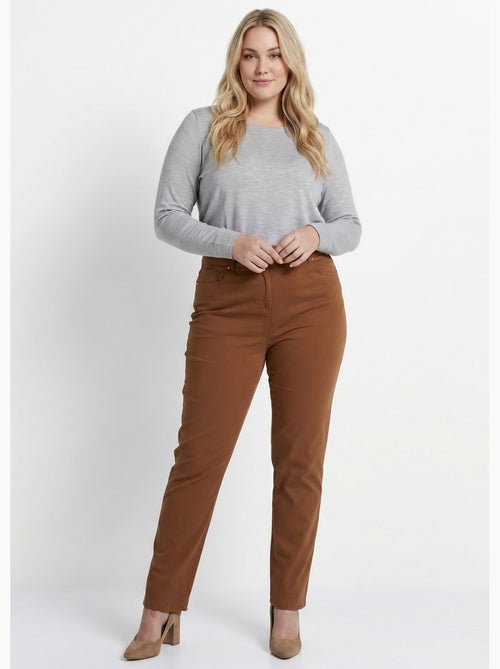 Pantalón recto de cinco bolsillos de algodón elástico - Afibel - Kiabi