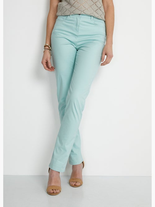 Pantalón recto de cinco bolsillos de algodón elástico - Afibel - Kiabi