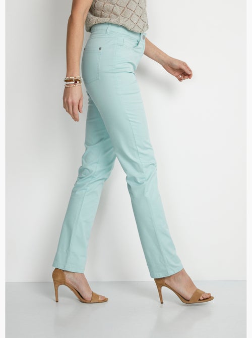 Pantalón recto de cinco bolsillos de algodón elástico - Afibel - Kiabi