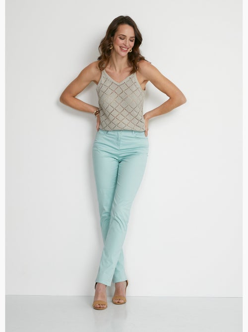Pantalón recto de cinco bolsillos de algodón elástico - Afibel - Kiabi