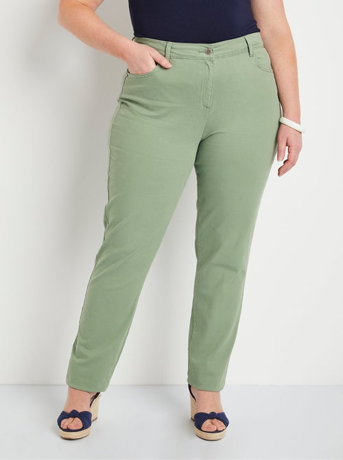Pantalón recto de cinco bolsillos de algodón elástico - Afibel - Kiabi