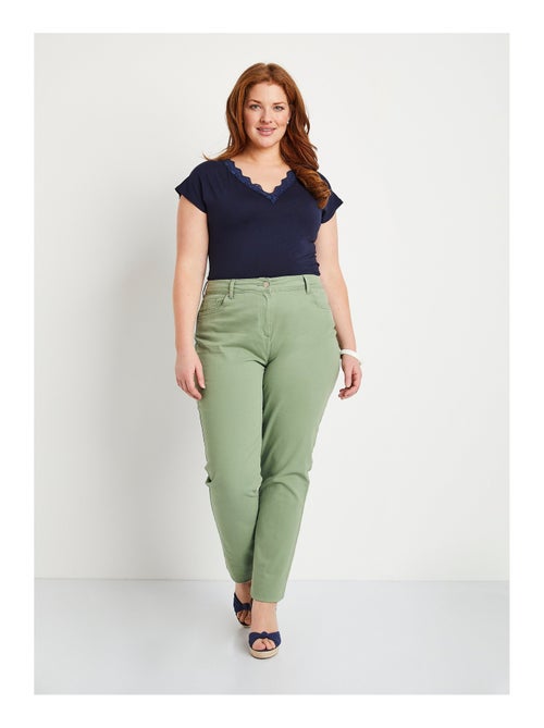 Pantalón recto de cinco bolsillos de algodón elástico - Afibel - Kiabi
