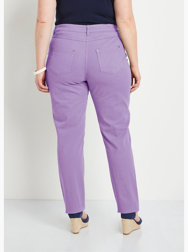 Pantalón recto de cinco bolsillos de algodón elástico - Afibel Violeta - Kiabi