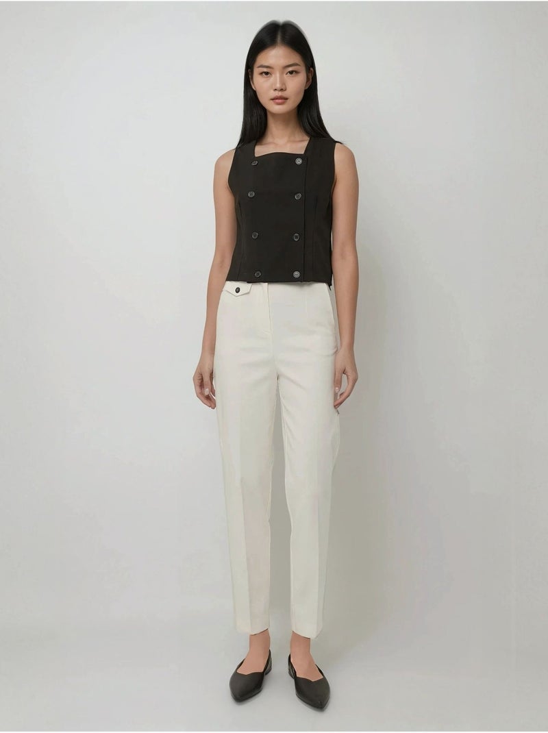 Pantalón recto de corte premium con detalle de bolsillo hiccup Blanco - Kiabi