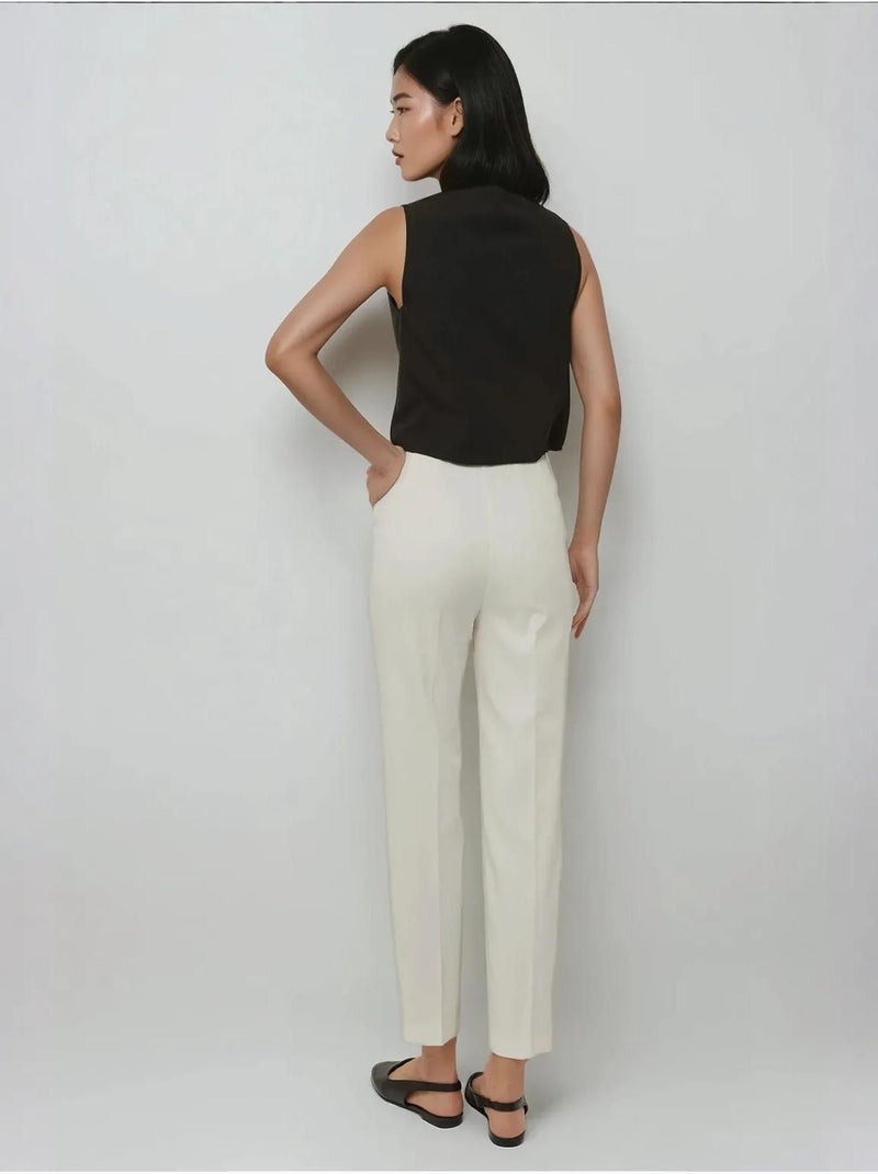 Pantalón recto de corte premium con detalle de bolsillo hiccup Blanco - Kiabi