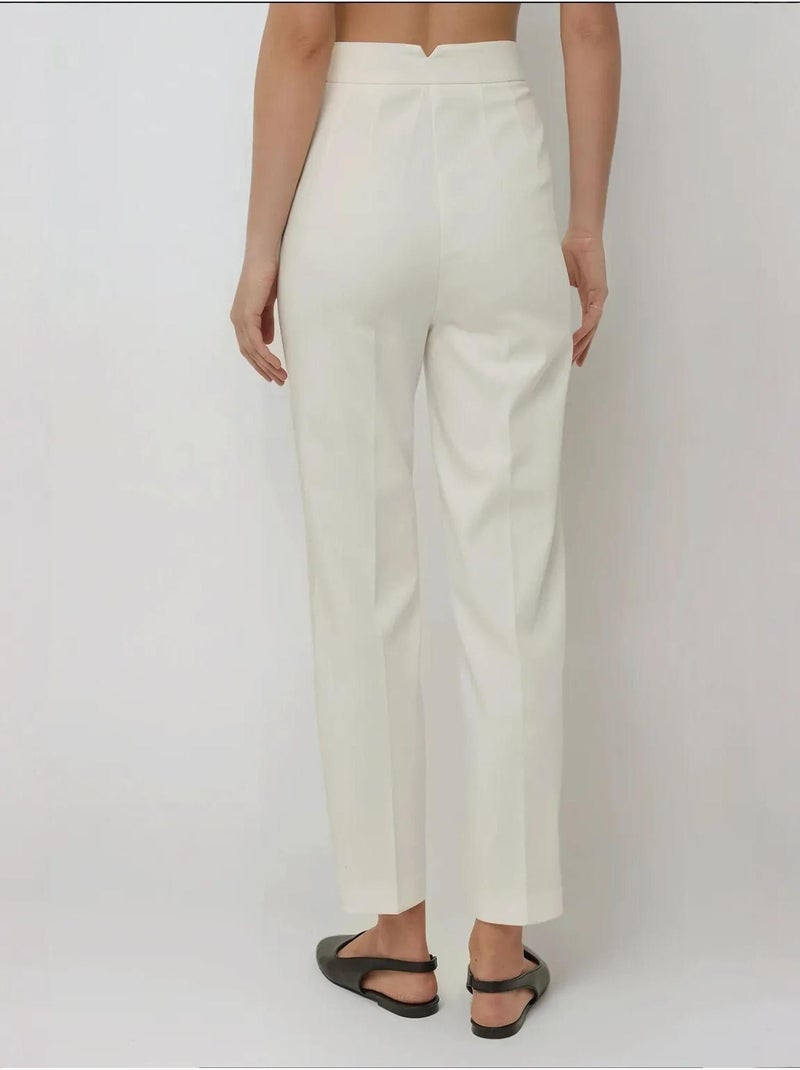 Pantalón recto de corte premium con detalle de bolsillo hiccup Blanco - Kiabi