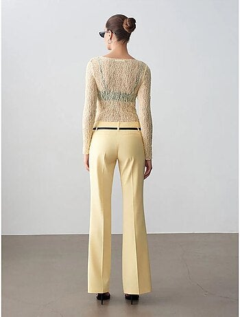 Pantalón recto de crepé con cinturón dilvin