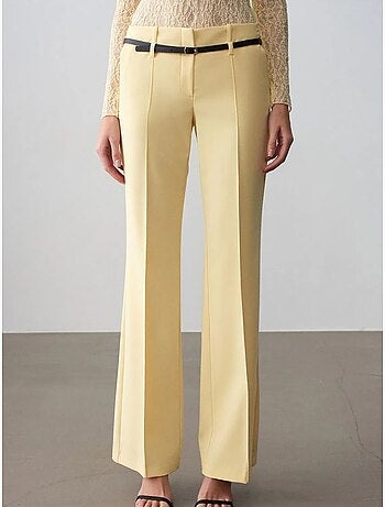 Pantalón recto de crepé con cinturón dilvin