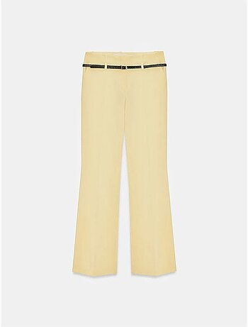 Pantalón recto de crepé con cinturón dilvin