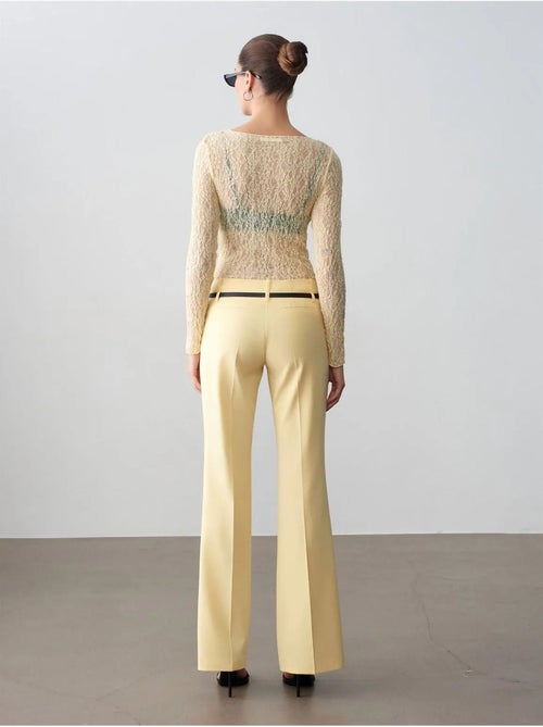 Pantalón recto de crepé con cinturón dilvin - Kiabi Pantalón recto de crepé con cinturón dilvin - Kiabi