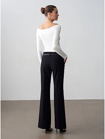 Pantalón recto de crepé con cinturón dilvin