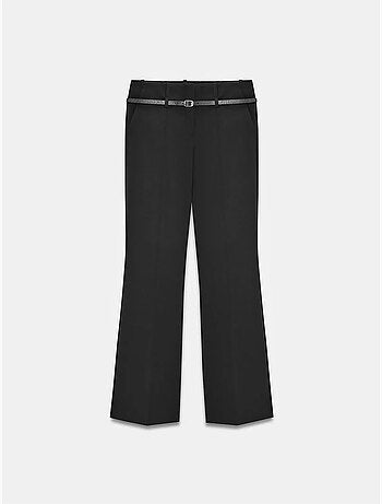 Pantalón recto de crepé con cinturón dilvin