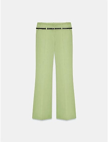 Pantalón recto de crepé con cinturón dilvin