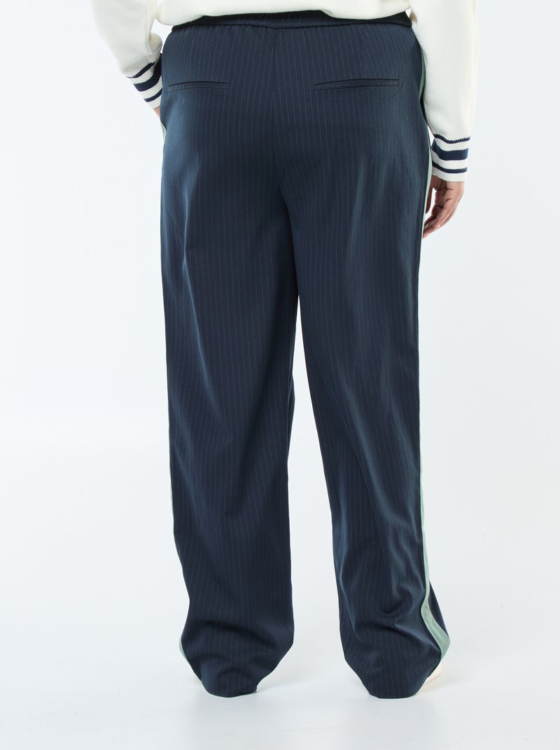 Pantalón recto de cuadros con banda en los laterales Azul - Kiabi