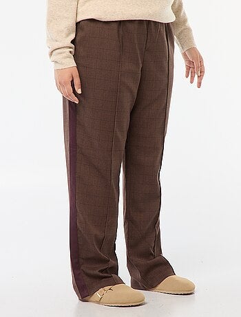 Pantalón recto de cuadros con banda en los laterales