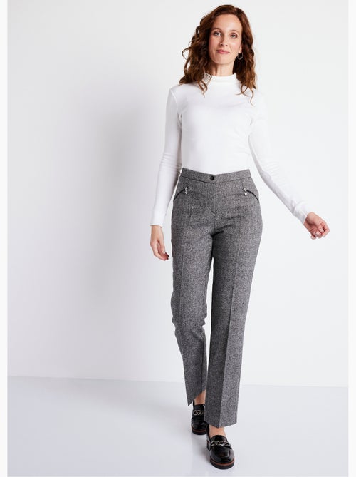 Pantalón recto de espiga o jaspeado con entrepierna de 70 cm - Afibel - Kiabi